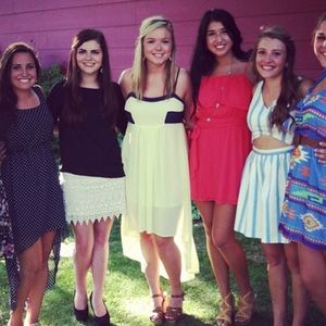 Stella high low maxi color block dress